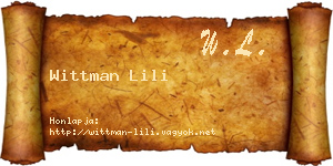 Wittman Lili névjegykártya